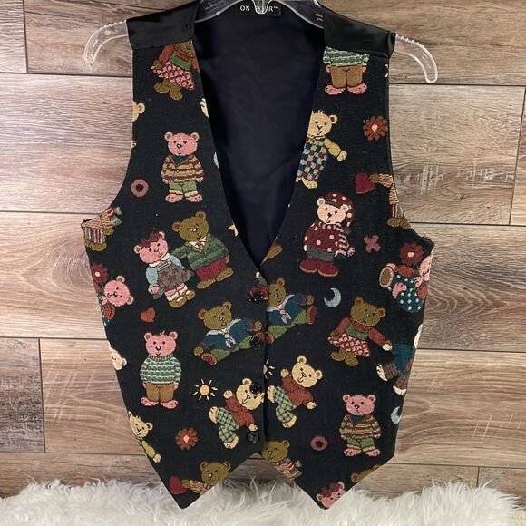 Women's Bear Pattern Vest - Black - Picture 2 of 7
